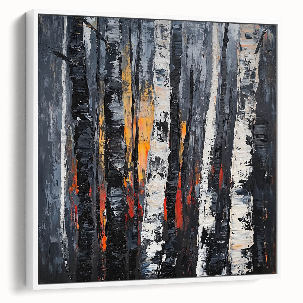 Modern Dining Room Wall Art – Abstract Birch Trees on Canvas