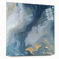 Fluid Abstract Canvas Art – Navy, Gray & Gold Marble-Inspired Flow