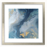 Fluid Abstract Canvas Art – Navy, Gray & Gold Marble-Inspired Flow