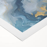Fluid Abstract Canvas Art – Navy, Gray & Gold Marble-Inspired Flow