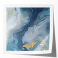 Fluid Abstract Canvas Art – Navy, Gray & Gold Marble-Inspired Flow