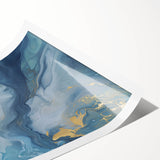 Fluid Abstract Canvas Art – Navy, Gray & Gold Marble-Inspired Flow