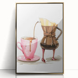 Art deco poster featuring a stylized cocktail glass in gold and black, acrylic print framed.