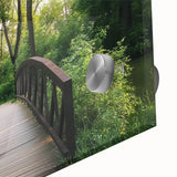 Close-up of a vibrant landscape bridge design printed on acrylic glass, showcasing intricate details and vivid colors, ideal for modern home decor.