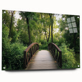 Acrylic glass landscape bridge design showcasing detailed architectural features, presented in a side view with visible pins, perfect for modern home decor.
