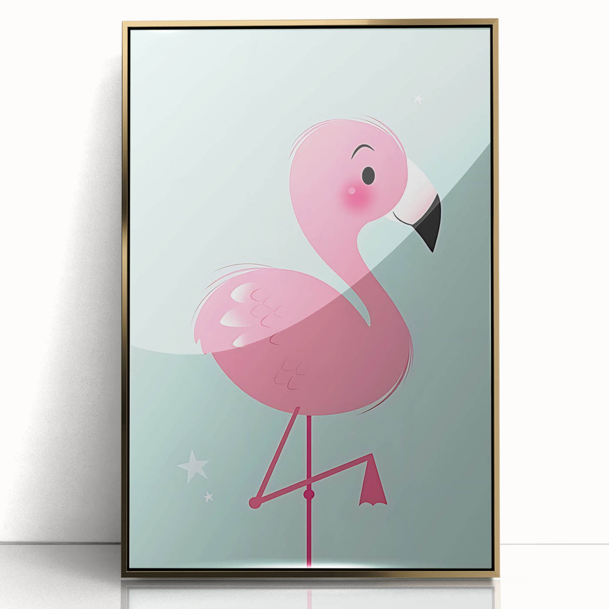 Pink Flamingo Illustration - Personalized Kids Room Art
