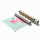 Pink Flamingo Illustration - Personalized Kids Room Art