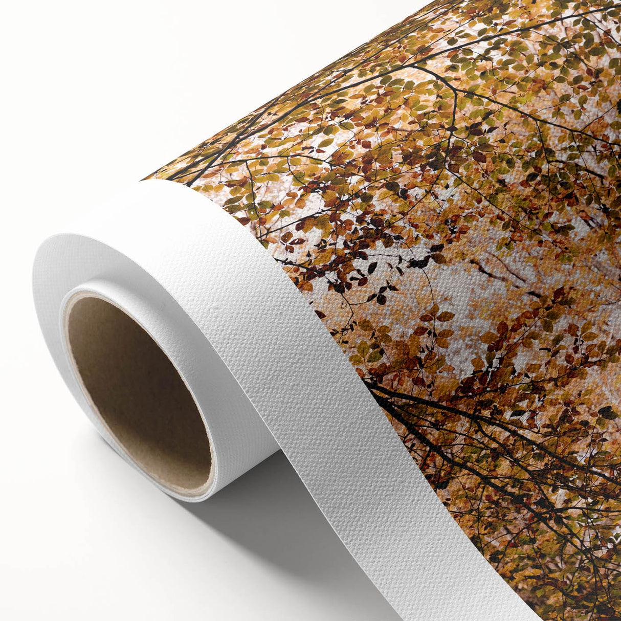 Art deco poster featuring an autumnal forest scene on rolled canvas, suitable for nursery wall art or dining room decor.
