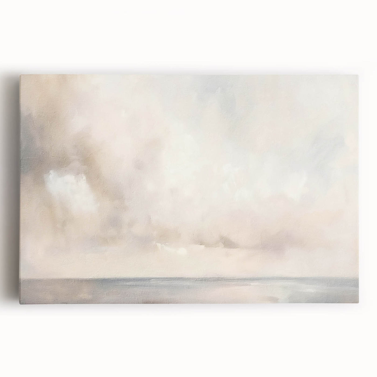 Vibrant abstract landscape wall art on stretched canvas, showcasing bold colors and fluid shapes, perfect for modern home decor or art collection.