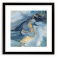 Fluid Abstract Wall Art – Sky Blue, Navy & Gold Marble-Inspired Canvas