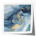 Fluid Abstract Wall Art – Sky Blue, Navy & Gold Marble-Inspired Canvas