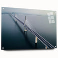 Acrylic glass side view of a modern landscape bridge design, showcasing intricate pins and a sleek finish, perfect for contemporary décor enthusiasts.