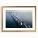 Landscape bridge frame with gold mat, showcasing an elegant front view. The design highlights intricate details and a refined aesthetic, perfect for home decor.
