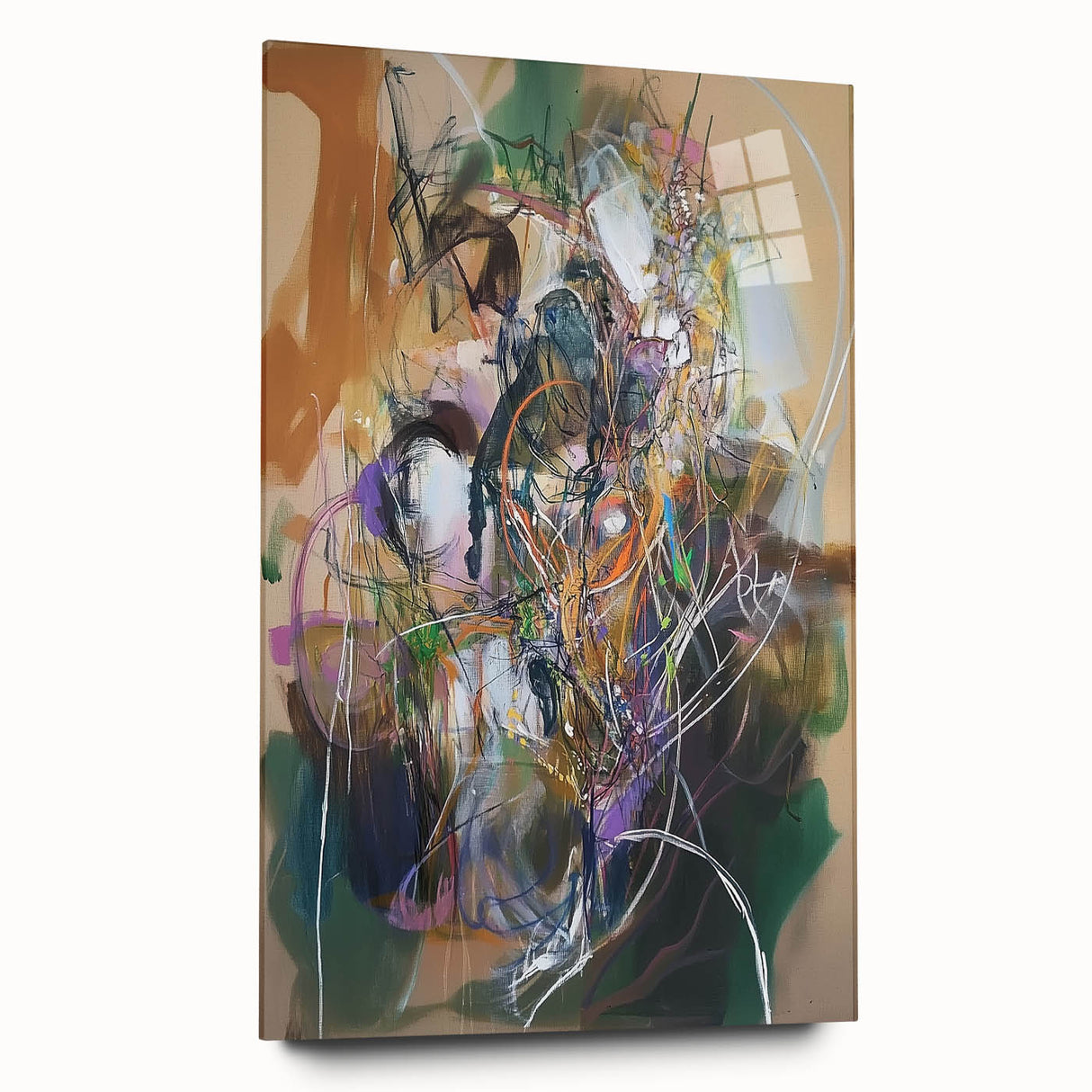 Earthy Abstract Office Wall Art - Green & Beige Corporate Decor
