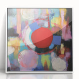 Framed abstract geometric artwork in white acrylic, showcasing intricate shapes and patterns. Ideal for modern decor, this piece adds a contemporary touch to any space.