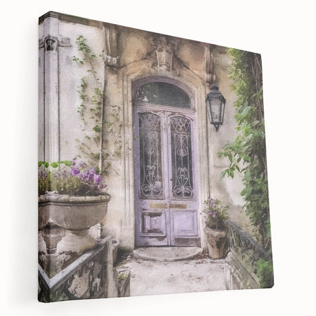 Large canvas print featuring a detailed French door design in neutral tones, suitable for kitchen wall art.