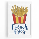 Large black and white stretched canvas depicting various dishes, ideal for kitchen wall art.