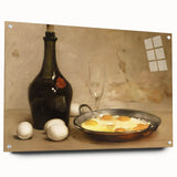 Acrylic print of various food dishes in vibrant colors, ideal for dining room decor.