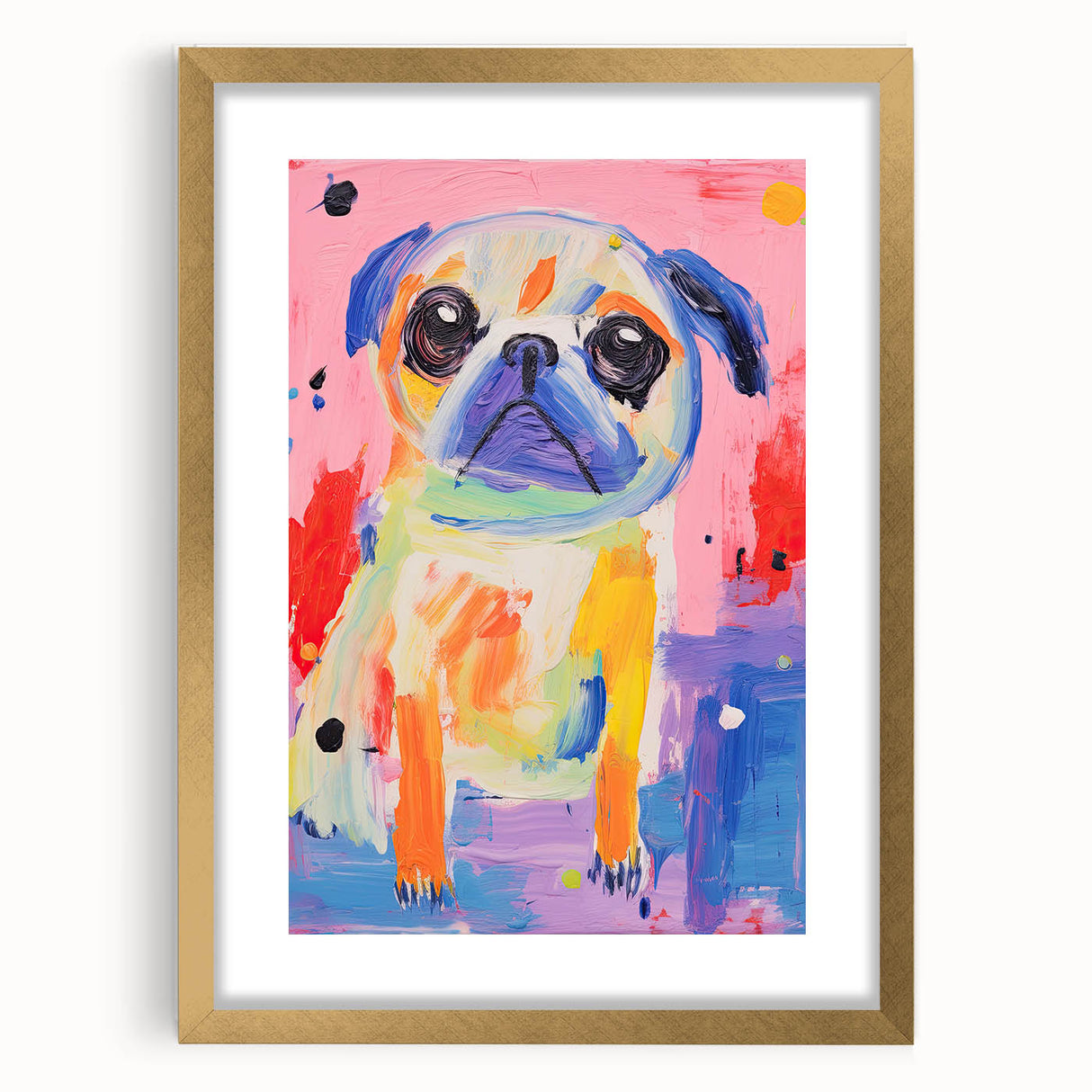 Colorful Kids Room Wall Art – Playful Pug Nursery Wall Art Print