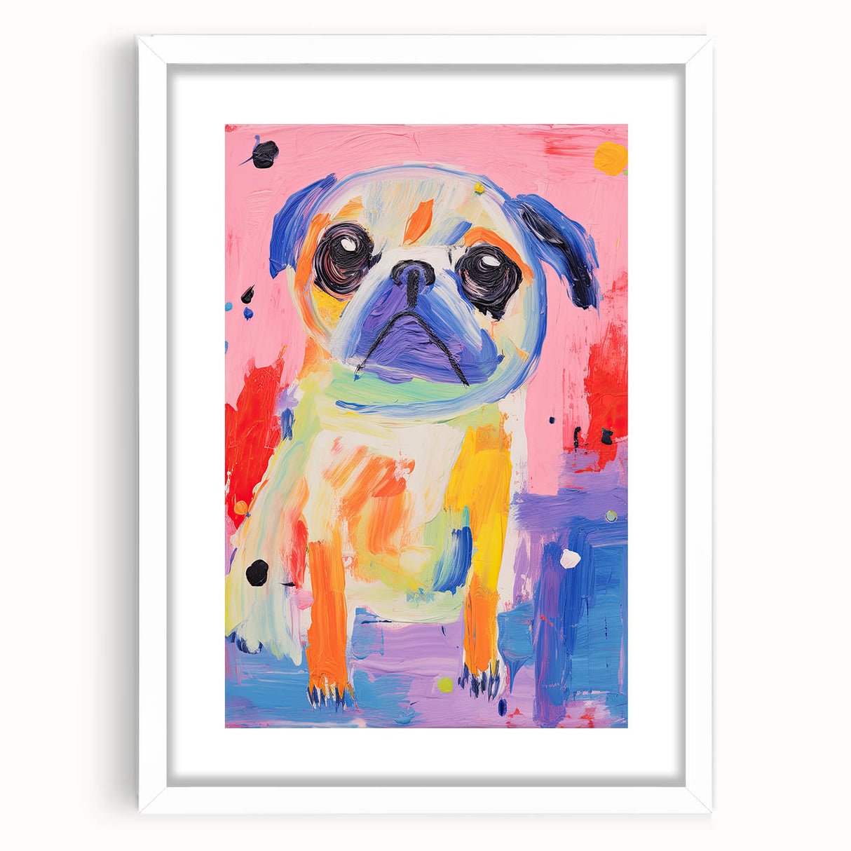 Colorful Kids Room Wall Art – Playful Pug Nursery Wall Art Print