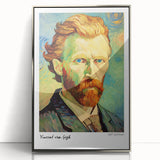 Mid-century modernist art depicting a Van Gogh impressionist style scene on a silver-framed acrylic.