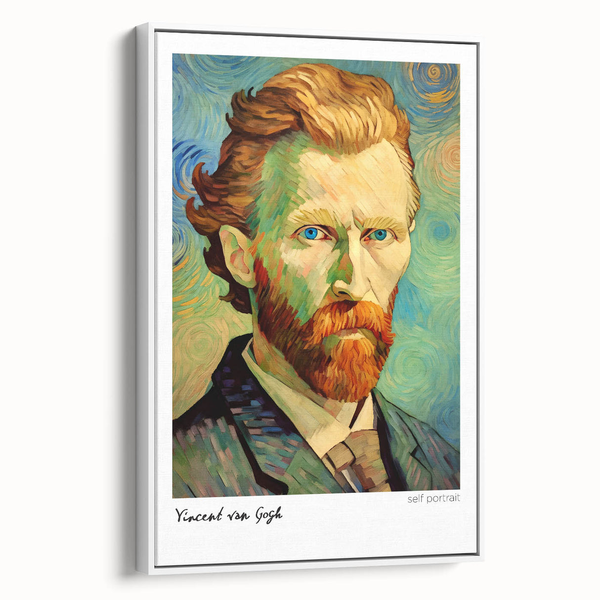 Vintage poster art depicting Van Gogh's impressionist style on a large framed canvas.