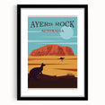 Ayers Rock Retro Travel Poster | Uluru Desert Landscape Art