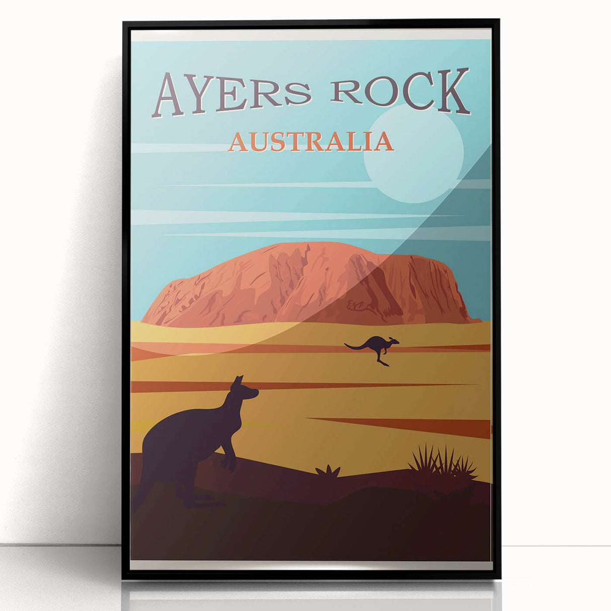 Ayers Rock Retro Travel Poster | Uluru Desert Landscape Art