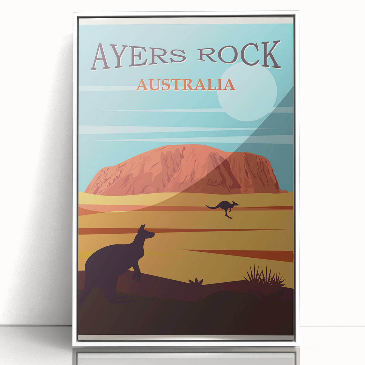 Ayers Rock Retro Travel Poster | Uluru Desert Landscape Art