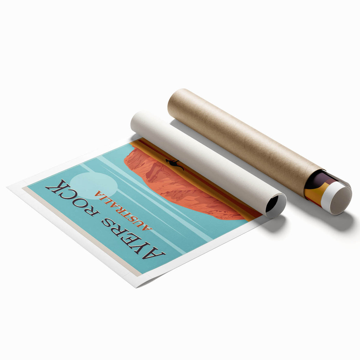 Ayers Rock Retro Travel Poster | Uluru Desert Landscape Art
