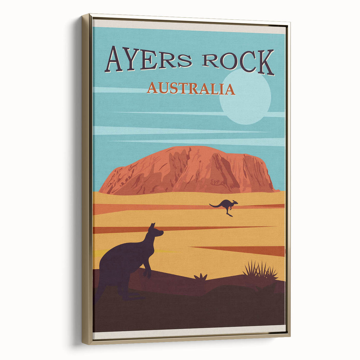 Ayers Rock Retro Travel Poster | Uluru Desert Landscape Art