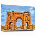 Large abstract wall art depicting Algerian scenery in muted earth tones on acrylic glass.
