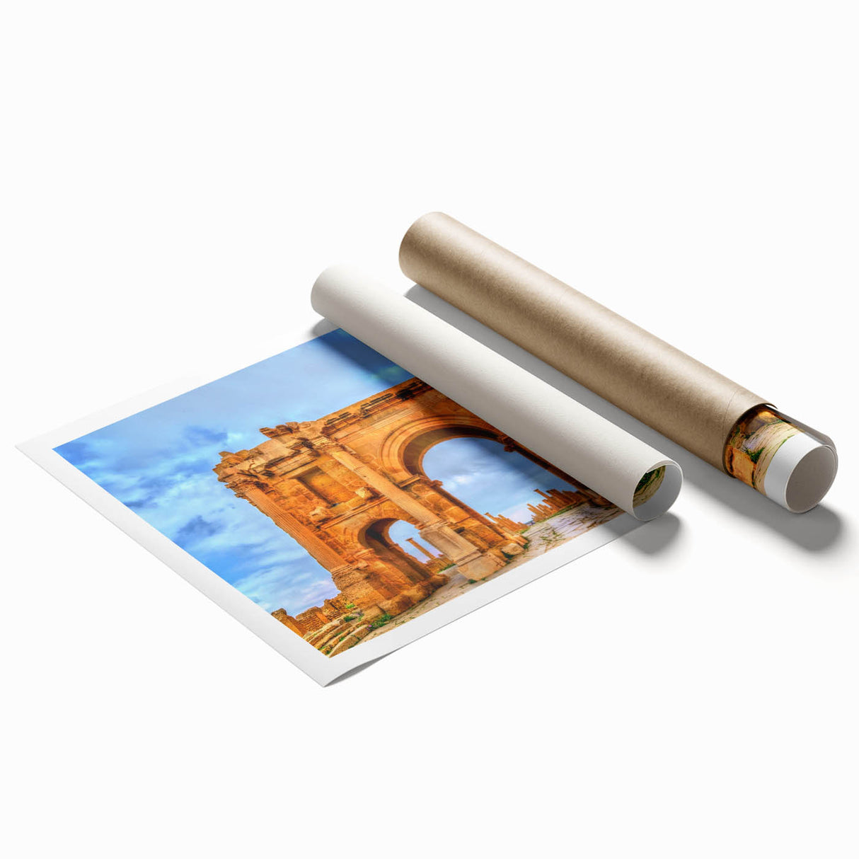 Extra large rolled print featuring a serene Algerian landscape with vibrant floral elements.