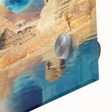 Large abstract depiction of the Egyptian landscape in muted earth tones on acrylic glass, suitable for dining room art.