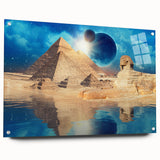 Acrylic print of an abstract Egyptian landscape in earthy tones, suitable for bedroom or dining room decor.