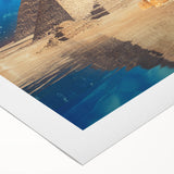 Art deco poster featuring a stylized Egyptian landscape on rolled canvas, suitable for dining room decor.