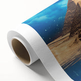 Art Deco poster of Egyptian scenery on rolled canvas, featuring pastel shades, ideal for nursery wall art.