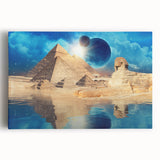 Large black and white stretched canvas of Egyptian scenery, ideal for kitchen wall art.