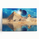 Black and white large art of Egyptian scenery on stretched canvas, ideal for kitchen wall art or bedroom decor.