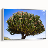 Framed canvas depicting a vintage-style Ethiopian landscape in muted earth tones, ideal for bedroom wall art.