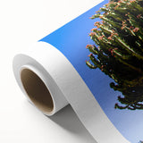 Art Deco poster of Ethiopian scenery on rolled canvas, featuring muted earth tones.