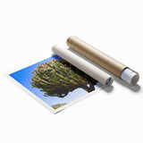 Ethiopian landscape with vibrant floral elements on extra large rolled canvas print, ideal for classy bathroom wall art.