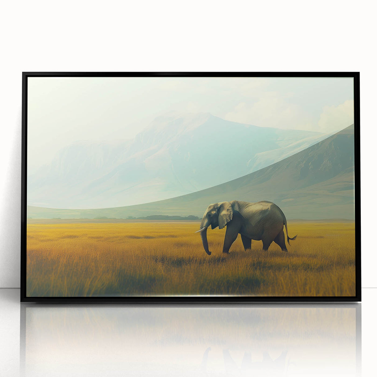 Large abstract wall art depicting a Kenyan landscape in muted earth tones on framed acrylic, ideal for modern art wall decor.