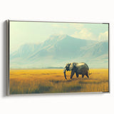 Vintage poster art depicting a colorful Kenyan landscape on extra large framed canvas, ideal for living room decor.
