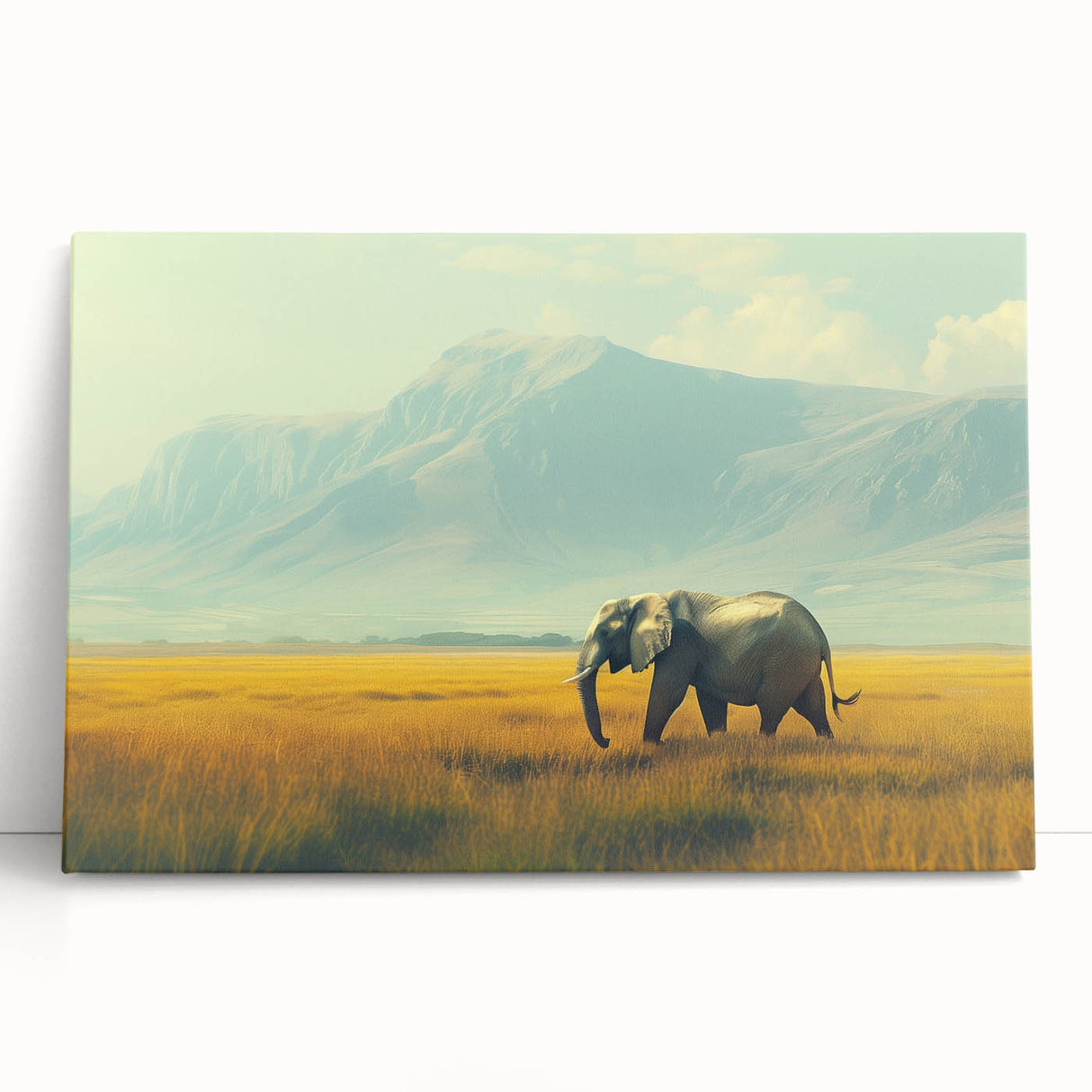 Black and white canvas print of African savannah, ideal for kitchen wall art or bedroom ambiance.