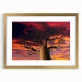 Textured abstract art print of Madagascar scenery in a gold frame, ideal for bedroom wall decor.