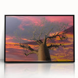 Large abstract wall art featuring a Madagascar scenery in muted earth tones on framed acrylic.