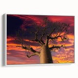 Framed canvas featuring a vintage-style Madagascar landscape in muted earth tones, ideal for bedroom wall art.