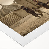 Art deco poster of a Mali landscape in earthy tones on rolled canvas, suited for dining room decor.