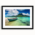 Extra large abstract art print featuring a vibrant, colorful depiction of a Mauritius scenery on a textured canvas.